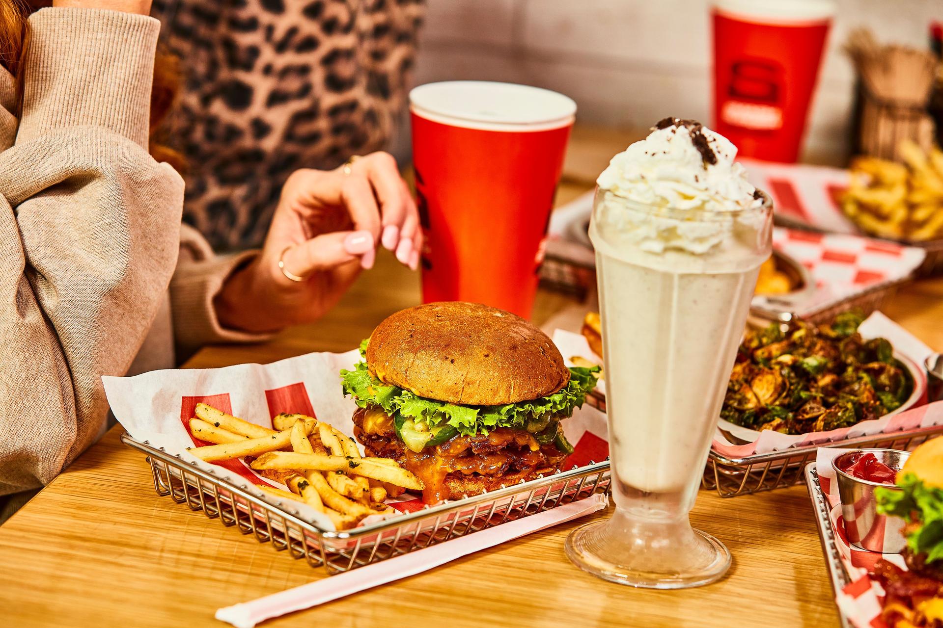 burger and shake and fries